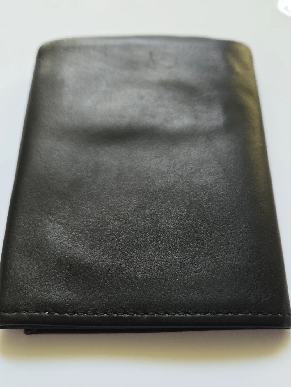 AMITY Cashmere Calfskin Tri-fold Wallet Black EUC.  (BIN 005)